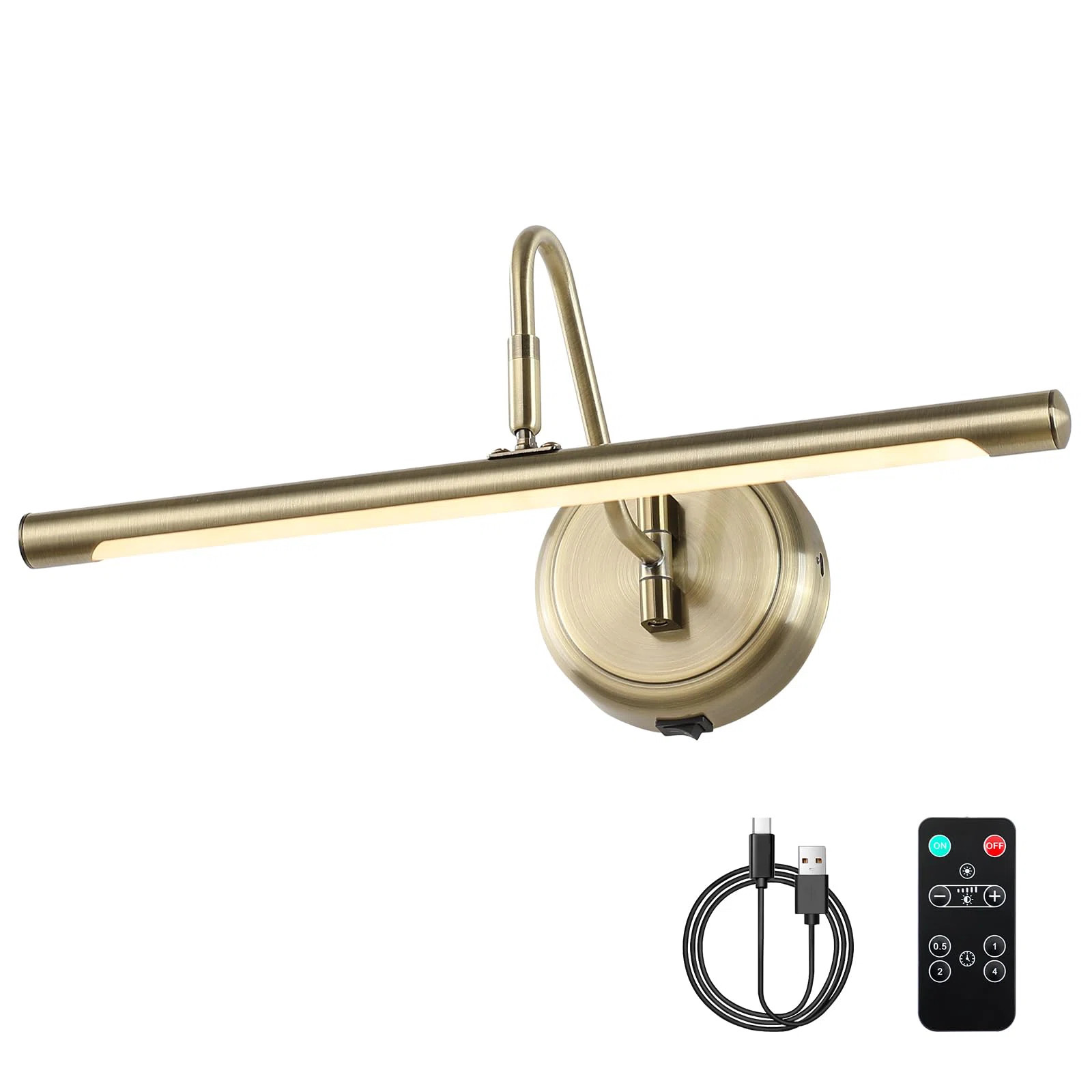 Ivy Bronx 16.5" Modern Battery-Operated Wall Lights – Wireless Picture Light with Swing Arm | W... | Wayfair North America
