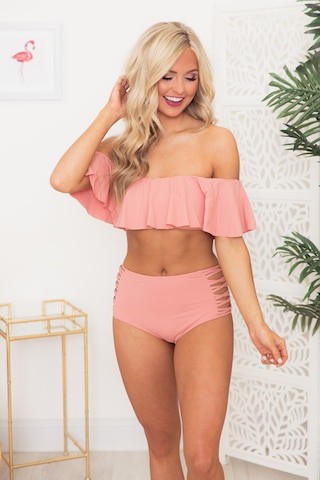Sweetest Escape Two Piece Swimsuit Peach | The Pink Lily Boutique