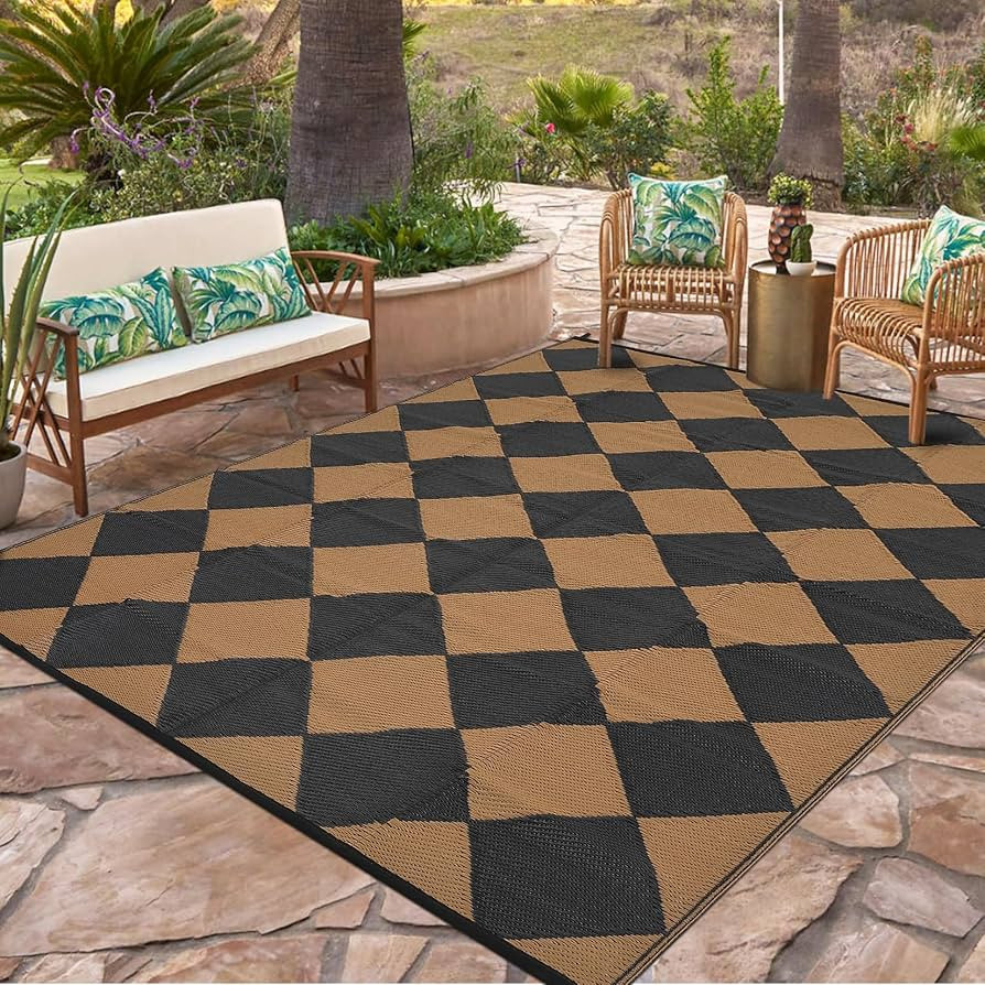 8x10 Outdoor Rug for Patio Reversible, Plastic Straw Rug Waterproof Camping Rug Portable, Foldabl... | Amazon (US)