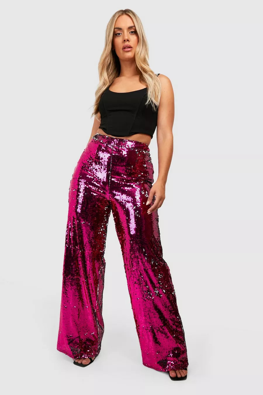Plus Sequin Wide Leg Pants | Boohoo.com (US & CA)