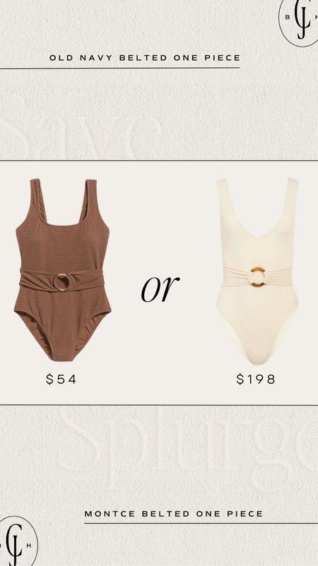 Look for less. Save or splurge. Old navy belted one piece swimsuit or Monte C belted one piece swimsuit. Cella Jane. #dupe #swimstyle

#LTKstyletip #LTKSeasonal #LTKswim