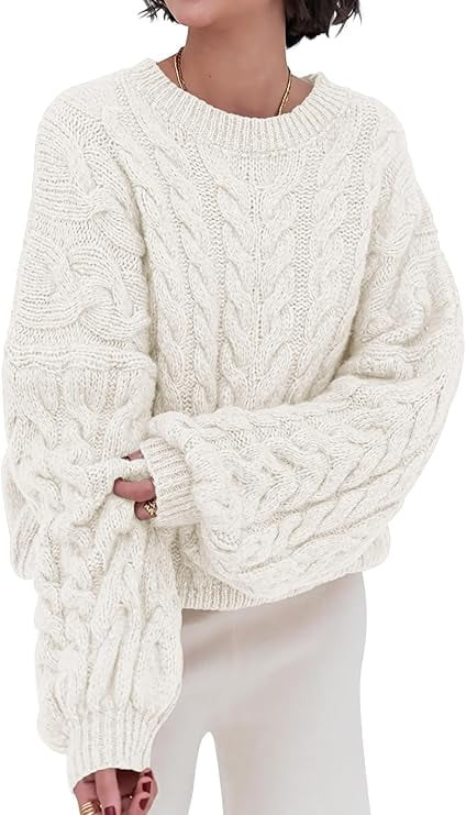 PRETTYGARDEN Womens Sweaters Fall Cable Knit Long Sleeve Crewneck Oversized Sweater Chunky Pullov... | Walmart (US)