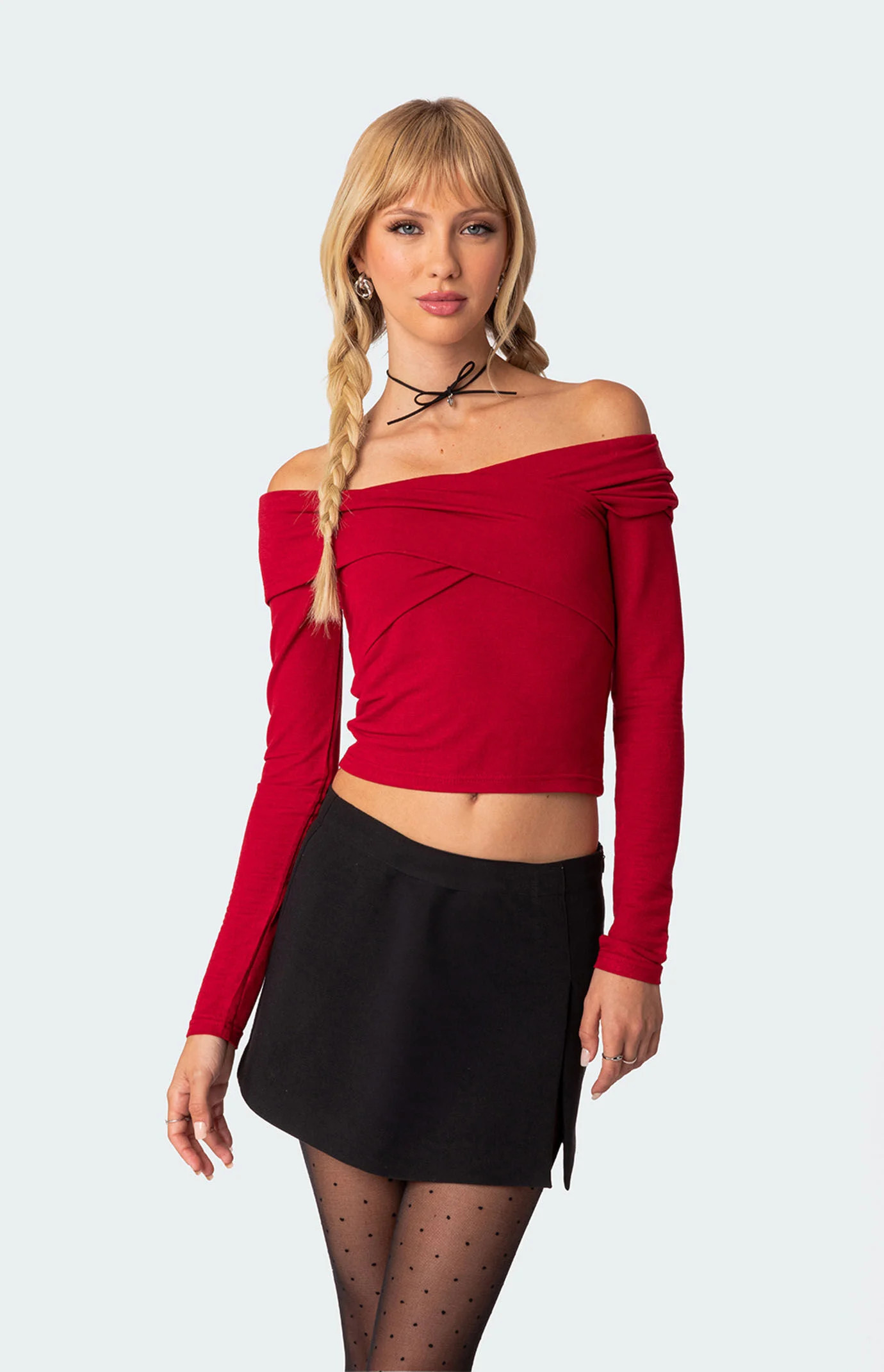Edikted Women's Crossover Off The Shoulder Top in Red - Size XS | PacSun