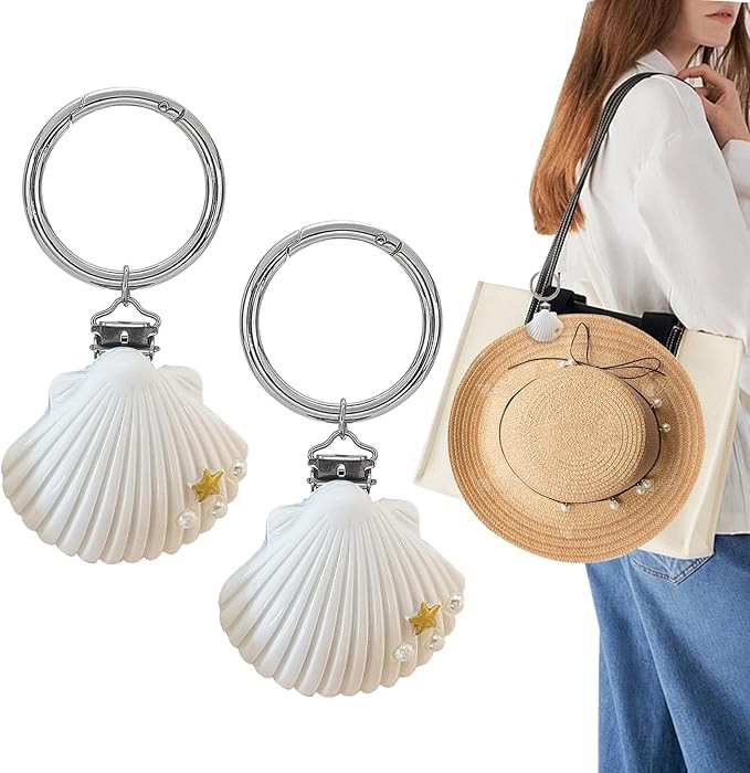 2Pcs Hat Clip for Travel on Bag - Shell Beach Cruise Essentials Accessory for Handbag Backpack Lu... | Amazon (US)