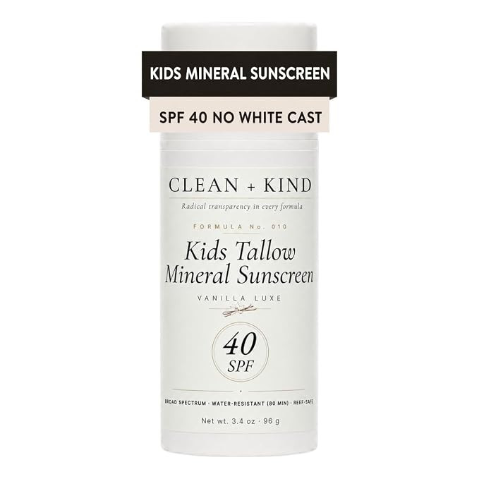 Kids Tallow Sunscreen SPF 40 Mineral Vanilla No White Cast | 20% Non-Nano Zinc Oxide, Grass-Fed T... | Amazon (US)