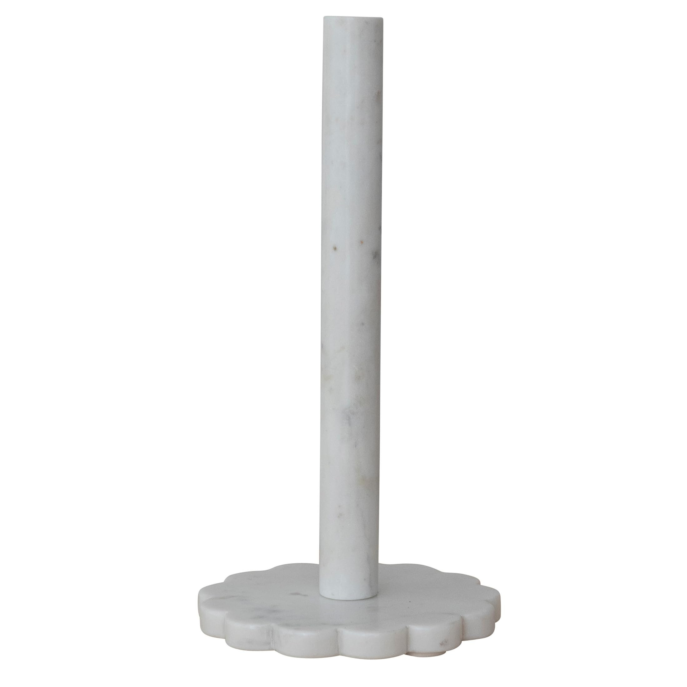 Creative Co-Op Marble Scalloped Paper Towel Holder, White | Amazon (US)