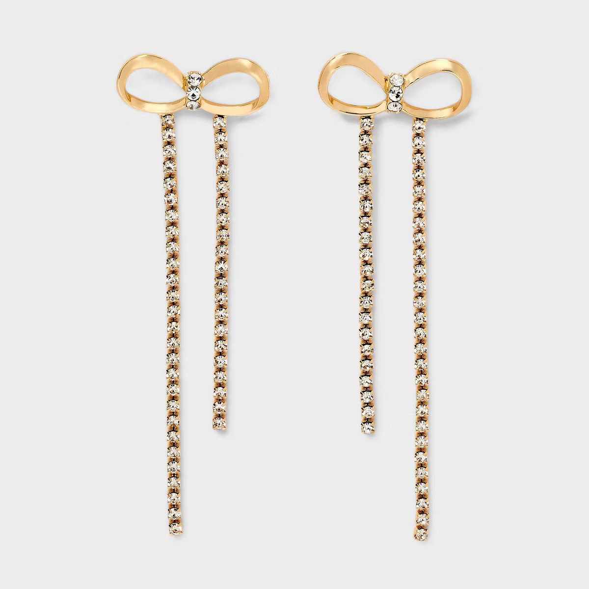 Rhinestone Bow Drop Earrings - A New Day™ Gold | Target