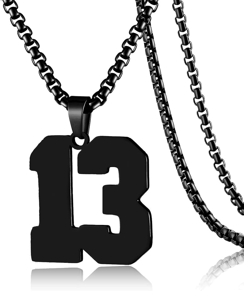 SKQIR Number Necklace for Men Black Baseball Jersey Number Pendant for Boys Athletes Number Chain... | Amazon (US)