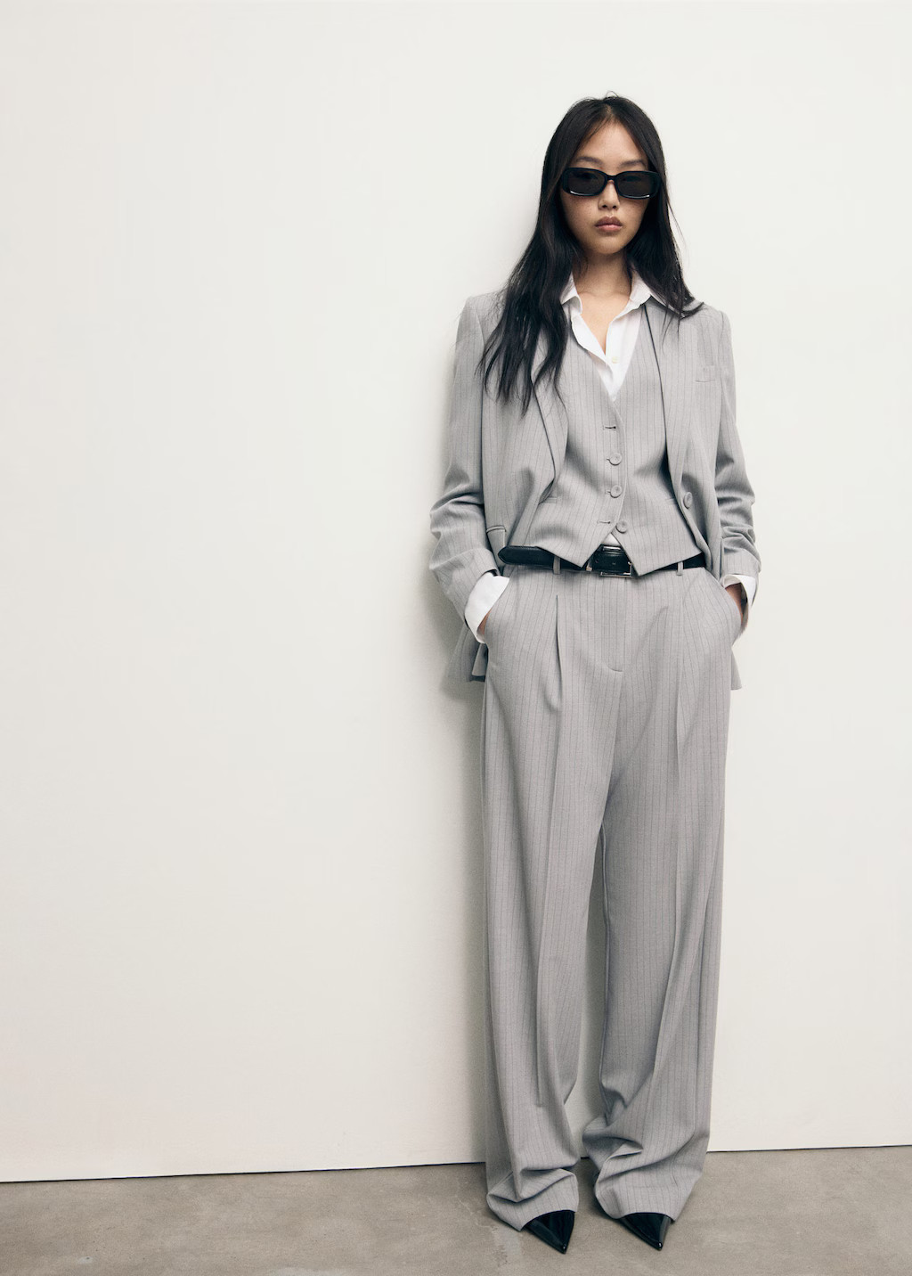 Pinstripe suit blazer grey - Woman - L - MANGO | Mango (US/MX/AU)