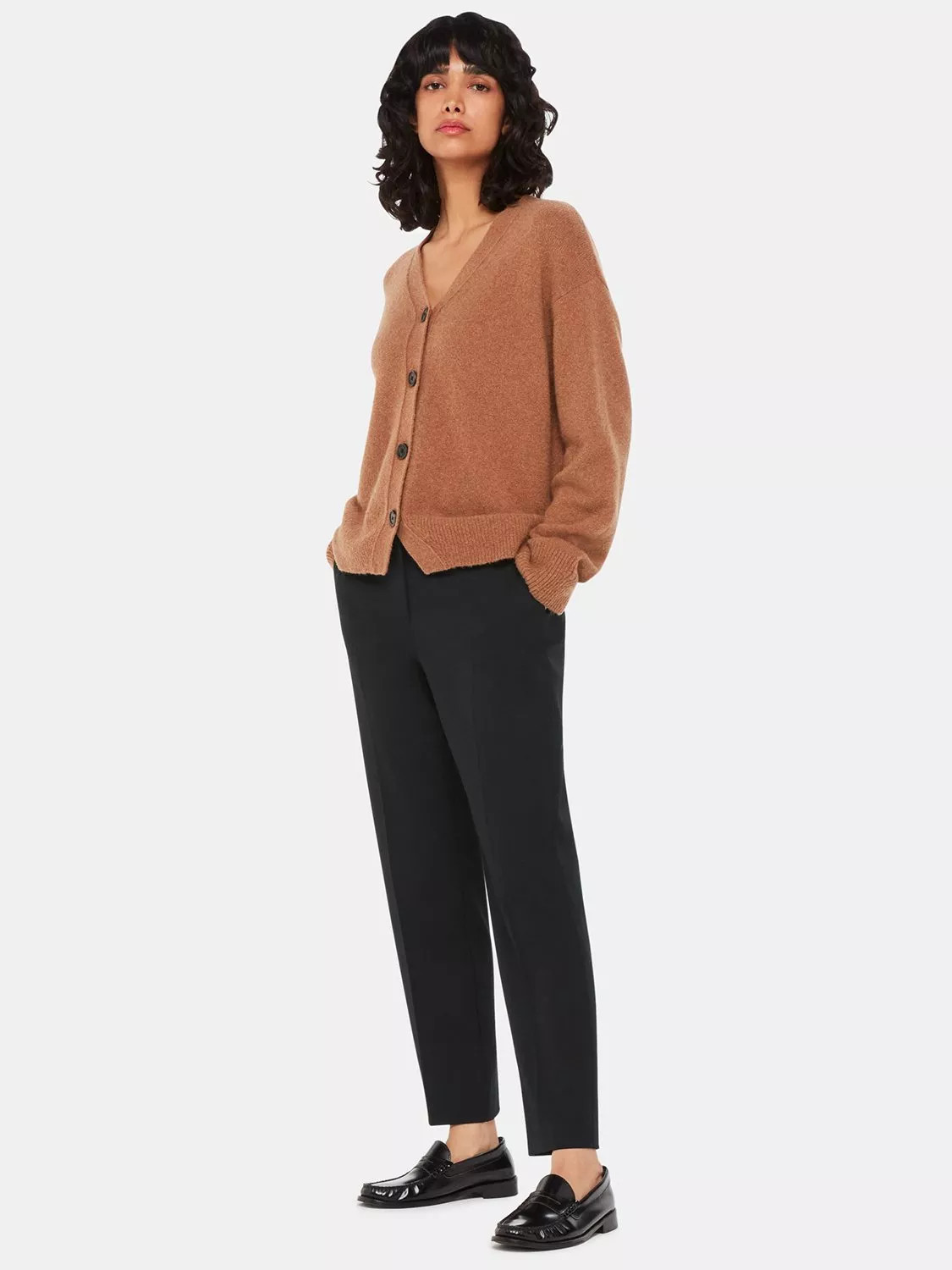 Whistles Lily Cigarette Trousers, Black | John Lewis (UK)