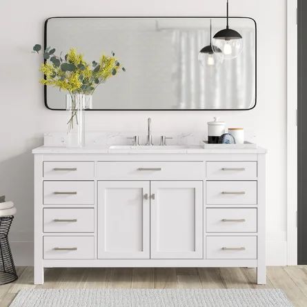Saur 60'' Single Bathroom Vanity with Engineered Stone Top | Wayfair North America