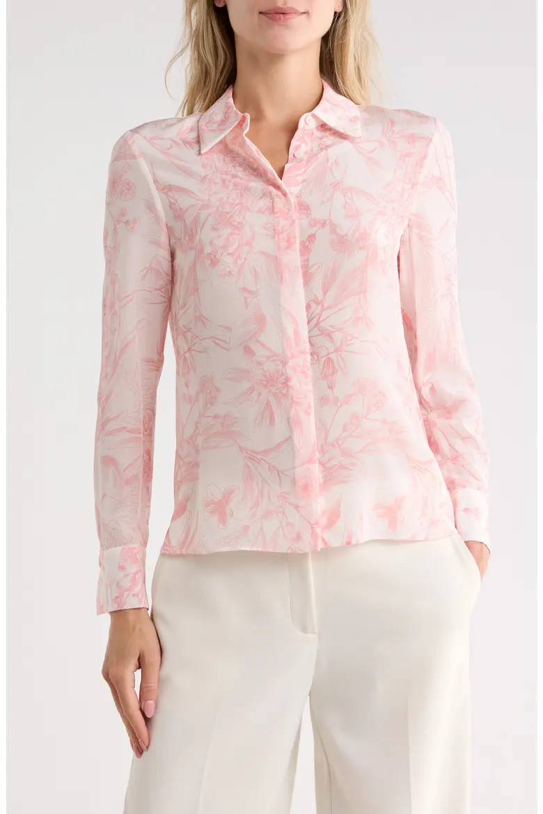 ALICE + OLIVIA Brady Slim Button Down Silk Shirt (Women) | Nordstromrack | Nordstrom Rack