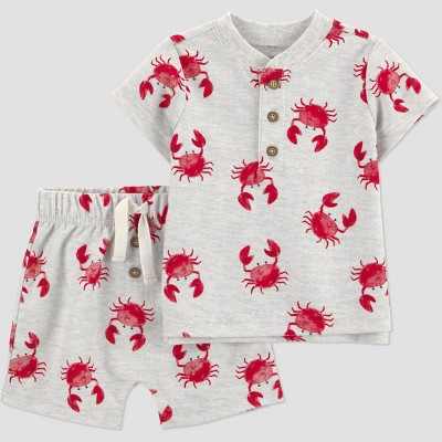 Carter's Just One You® Baby Boys' 2pc Crab Graphic T-Shirt and Shorts Set - Red/Gray 9M | Target