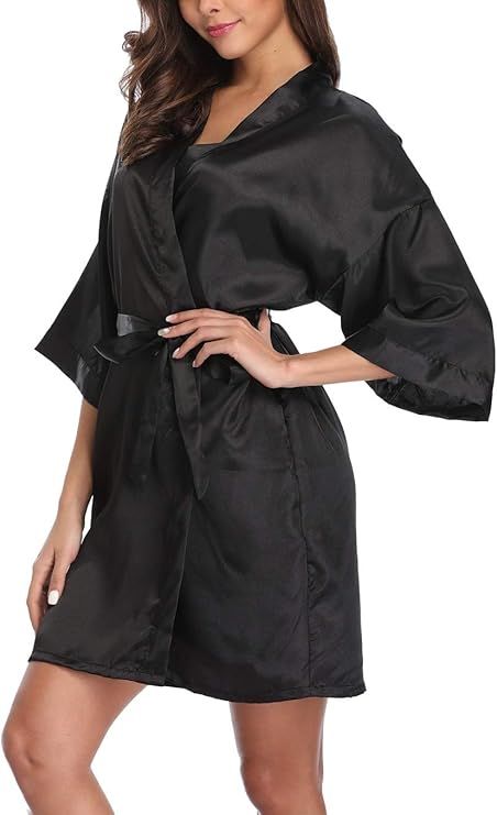 Old-Times Women's Satin Robes Bride Bridesmaid Bridal Party Silky Robes Soft Loungewear Pure Colo... | Amazon (US)