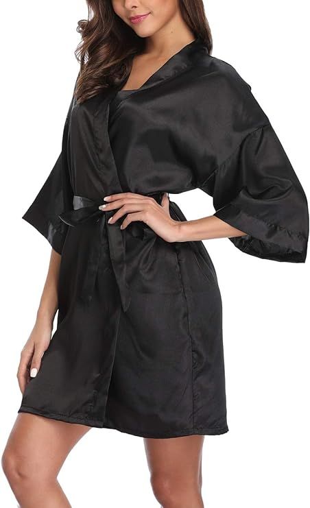 Old-Times Women's Satin Robes Bride Bridesmaid Bridal Party Silky Robes Soft Loungewear Pure Colo... | Amazon (US)