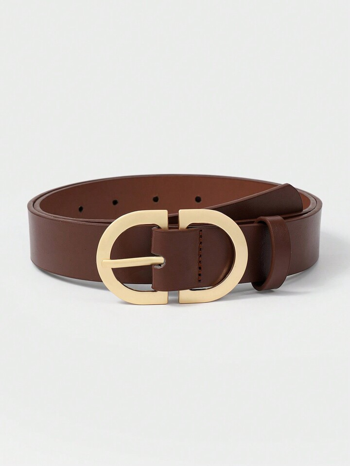 1pc Sand Gold Double D Buckle Fashionable Decorative All-Match Women's Belt For Daily Wear Casual | SHEIN