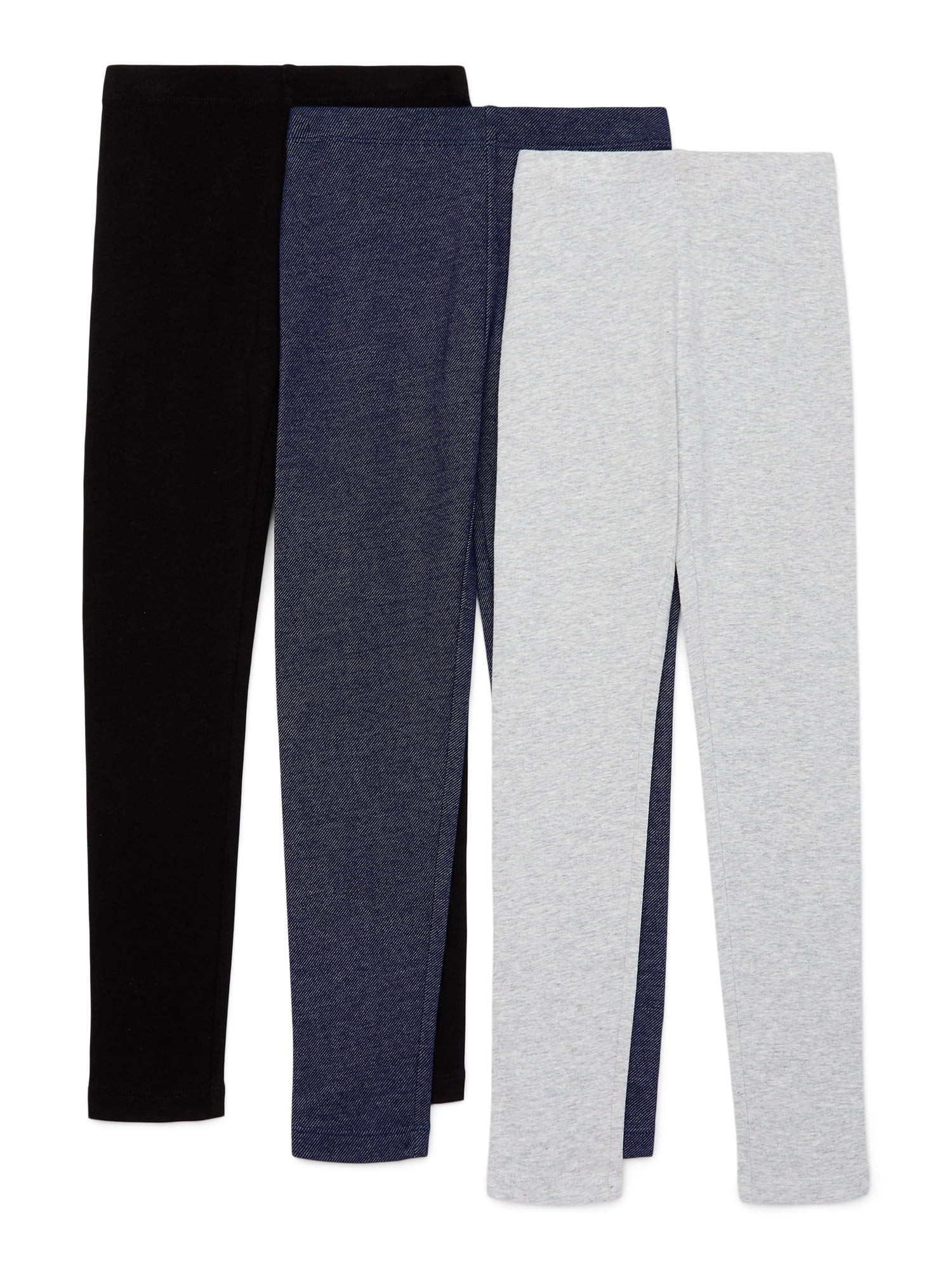 Wonder Nation Girls Kid Tough Leggings, 3-Pack, Sizes 4-18 & Plus - Walmart.com | Walmart (US)