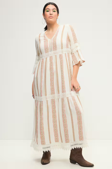 Metallic Grecian Stripe Dress | Ulla Popken - US
