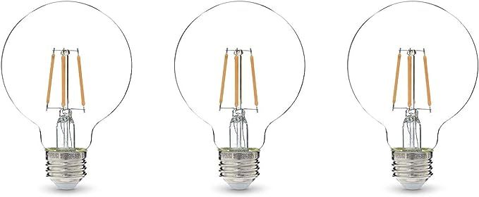 Amazon Basics 60W Equivalent, Clear, Soft White, Dimmable, G25 LED Light Bulb | 3-Pack | Amazon (US)