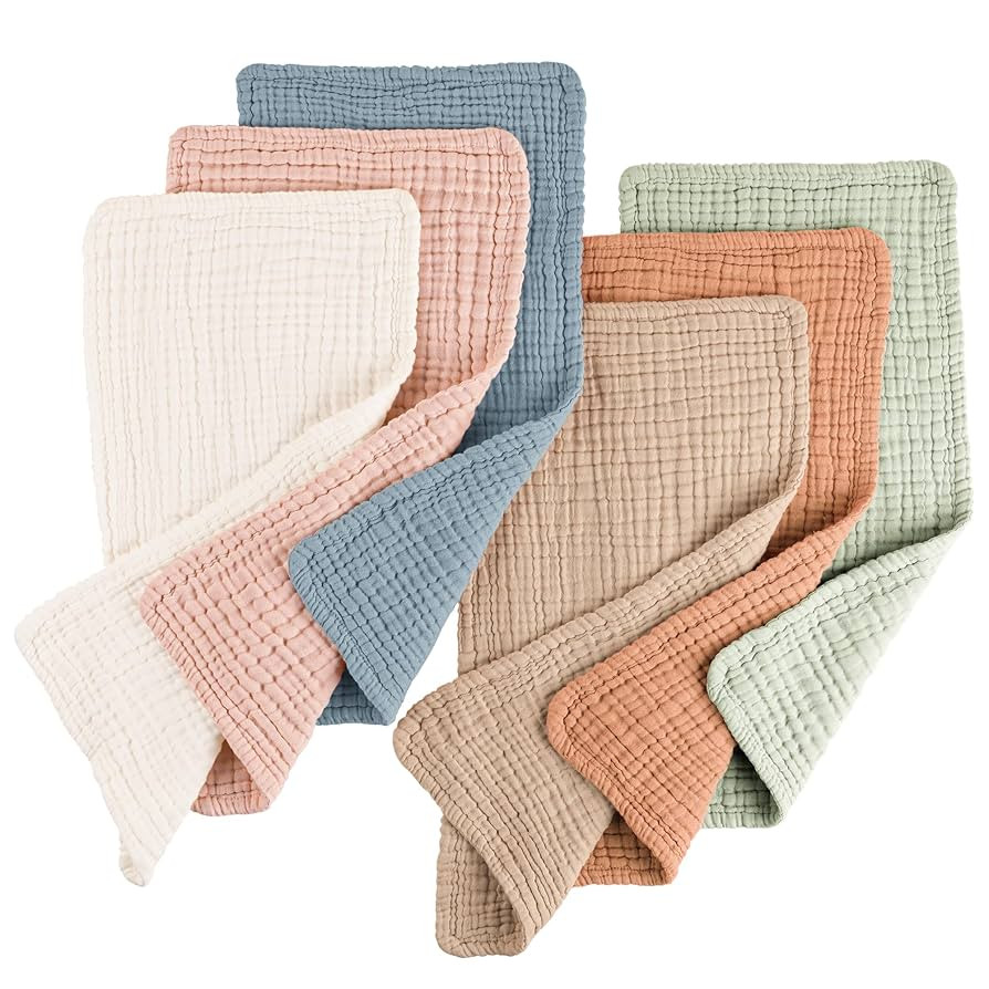 Konssy Muslin Baby Burp Cloths 6 Pack, Soft Absorbent 100% Cotton Burping Clothes for Newborns, B... | Amazon (US)