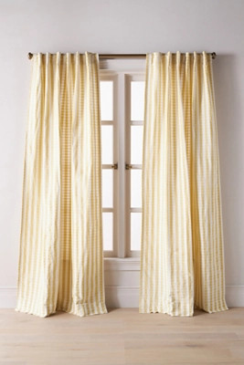 Costanza Woven Stripe Cotton Curtain | Anthropologie (US)