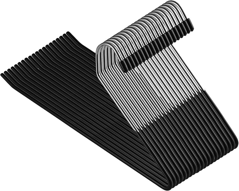 Zober Pants Hangers - 20 Pack Chrome Jean Hangers for Closet, Non Slip Rubber Clothes Hanger and ... | Amazon (US)