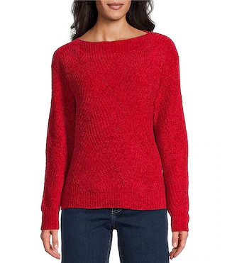 Luna Chenille Boat Neck Long Sleeve Pullover Sweater | Dillard's