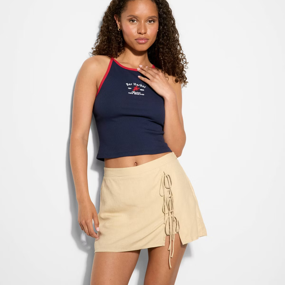 Women's Linen Side-Tie Wrap Skort - Wild Fable™ Sky Blue Floral XS | Target