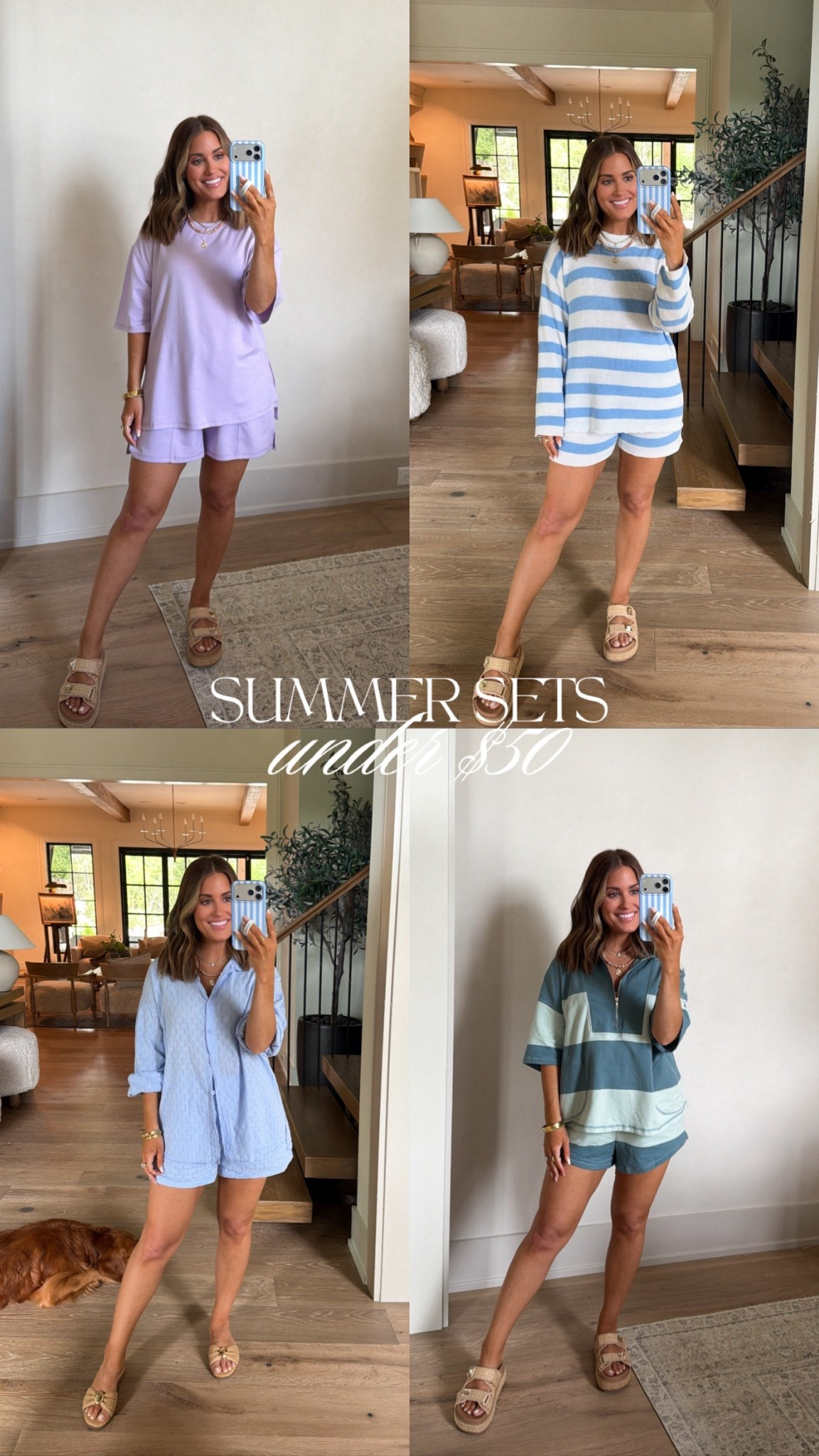 Summer sets under $50 ☀️ Just got my Amazon order in with lots of comfy everyday sets I can wear this summer- currently 16 weeks pregnant, and love these easy and comfy outfit looks! Wearing an xs in everything