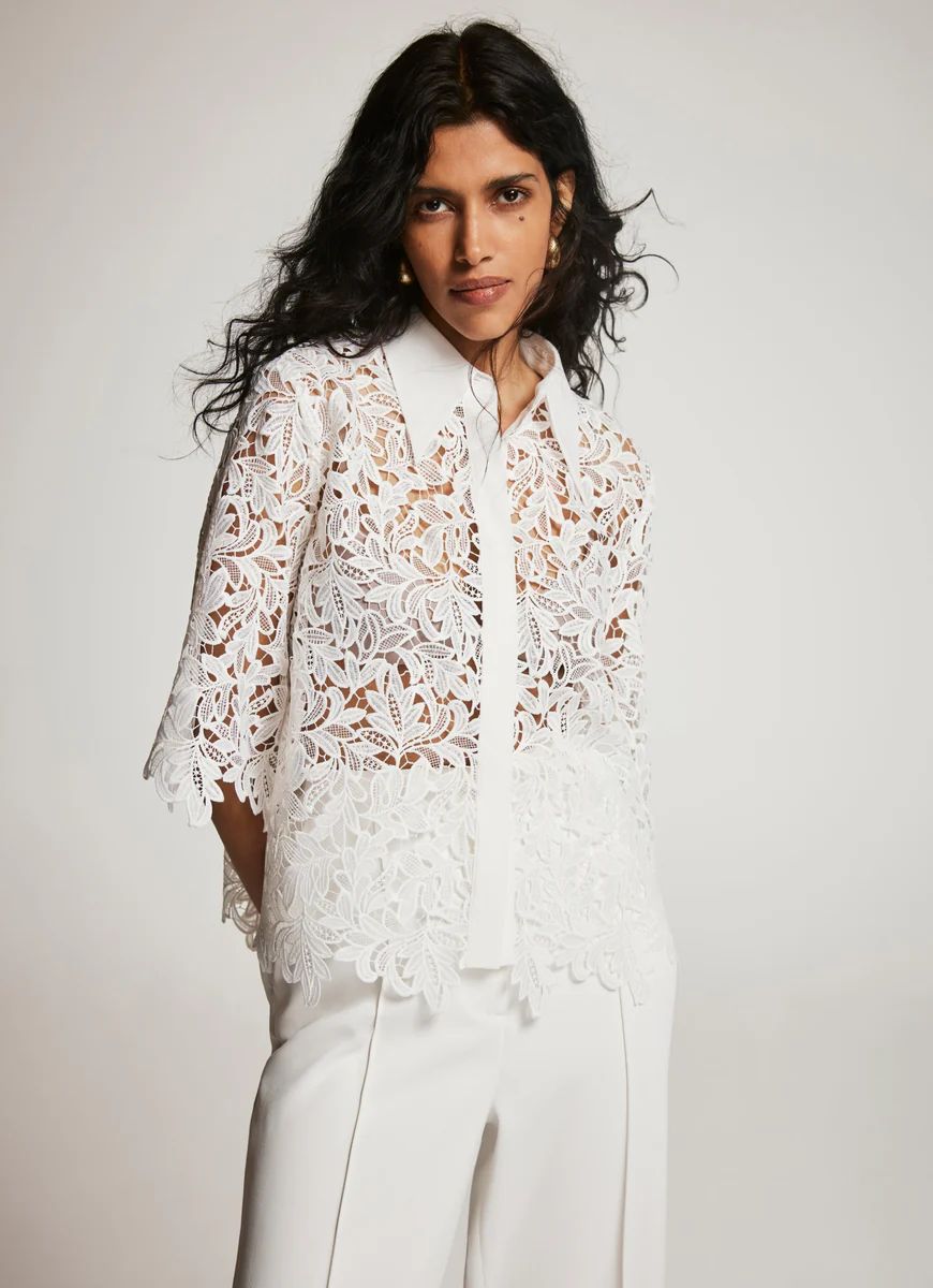 White Lace Cropped Shirt | Mint Velvet