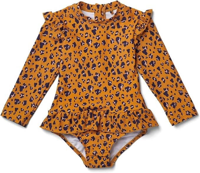 LDIOIF Girls One Piece Long Sleeve Swimsuit Stripe Seersucker Bathing Suit Zipper Rash Guard Surf... | Amazon (US)