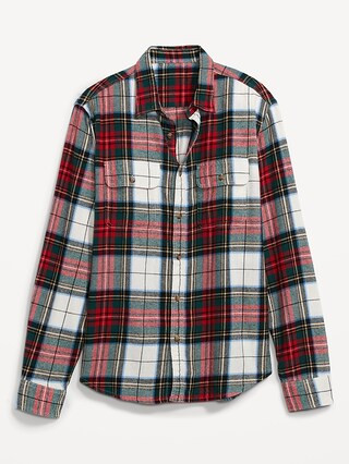 Regular-Fit Plaid Double-Brushed Flannel Shirt for Men | Old Navy (US)