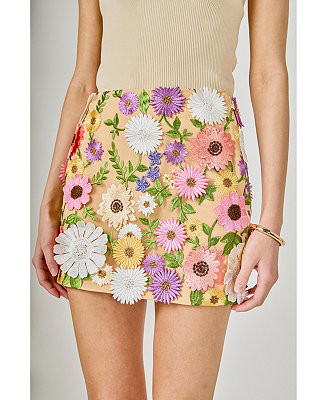 Women's Floral Embroidered Midi Skirt | Macy's