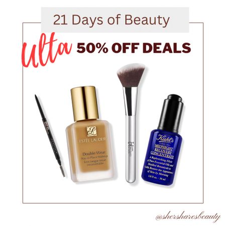 Another amazing day on the Ulta 21 Days of Beauty Sale! Estée Lauder double wear foundation, it cosmetics brushes, abh brow wiz and keihls! 

#LTKbeauty #LTKsalealert
