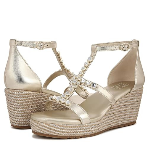 Naturalizer Womens Serena Strappy Wedge Sandal Champagne Metallic 5.5 M | Amazon (US)