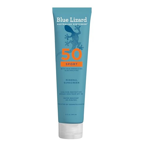 Blue Lizard Sport Mineral SPF 50 Lotion, Ideal for Athletes, 100% Mineral Sunscreen Actives, Fragrance-Free, Paraben-Free, Vegan, 5 fl oz | Amazon (US)