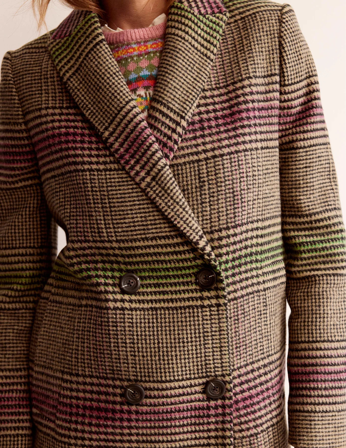 Double-Breasted Checked Coat | Boden (US)