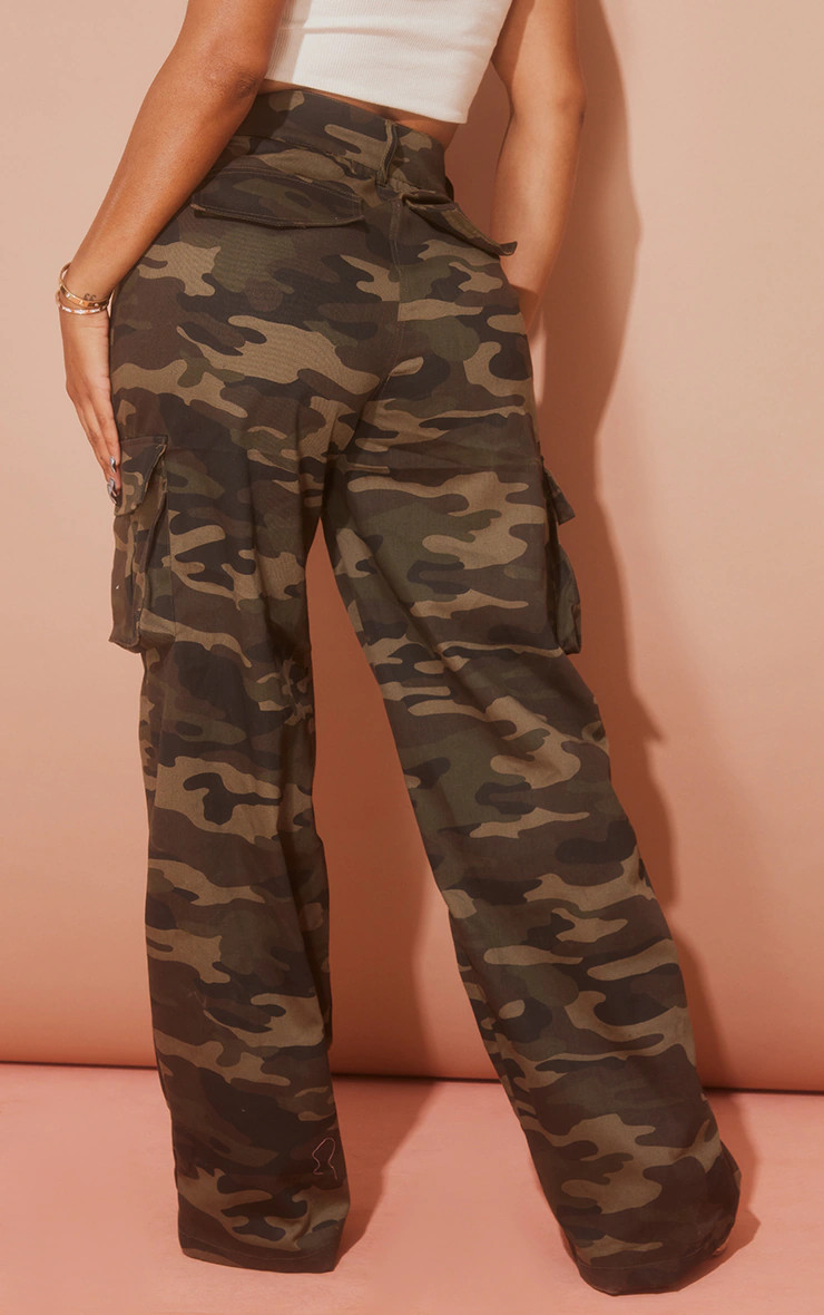 Shape Khaki Camo Pocket Wide Leg Cargo Pants | PrettyLittleThing US