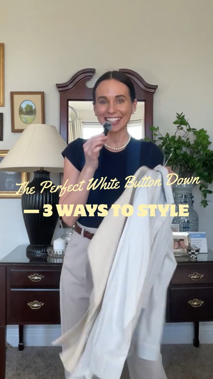 The perfect white button down — styled 3 ways. Which look is your favorite? 🤍
Save this for later.
#NancyMeyers #NancyMeyersAesthetic #CoastalGrandmother #ClassicStyle #EffortlessStyle

#LTKmomlife #LTKgrwm #LTKootd