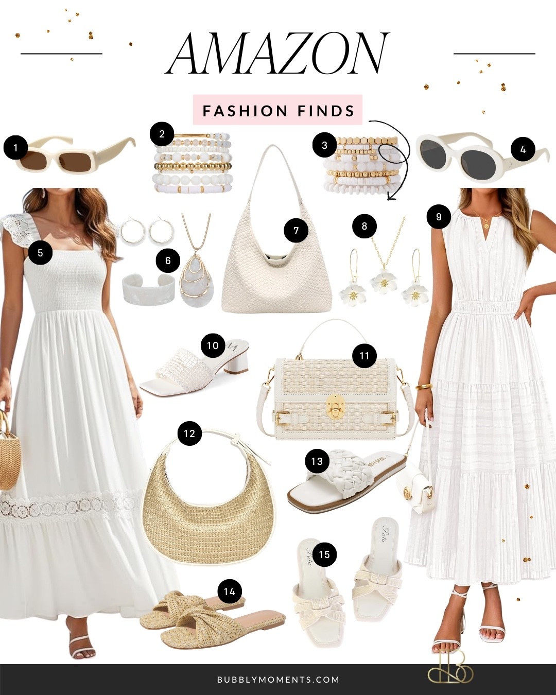 Nothing says "effortless" quite like a crisp, monochromatic white ensemble. ☁️✨ This selection of Amazon fashion finds highlights the beauty of texture—from delicate lace to breezy eyelet fabrics. To elevate the look, each outfit is styled with high-contrast white gold jewelry and natural, woven accessories for a truly high-end feel. These are the "go-to" pieces for those who want a clean, sophisticated wardrobe that transitions perfectly from a morning stroll to a sunset dinner. It’s the ultimate refresh for a modern, curated closet. 🥂
Explore the full white-out curation and shop the links on the LTK app! 💻✨
#LTKshopper #AmazonFashion #AllWhiteOutfit #SummerWardrobe #AmazonDresses #whiteAccessories #MonochromeStyle #ChicStyle #AffordableLuxury #ShopTheLook #OOTD #LTKseasonal

#LTKSeasonal #LTKgrwm #LTKootd