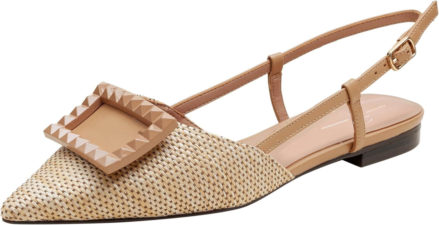 Linea Paolo - CARMEN - Womens Resin Buckle Slingback Flats | Amazon (US)