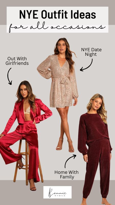 Whether you’re going out with the girls, heading for a double date with friends or staying home with the kiddos this NYE, a fun outfit is a must. 😉 NYE Outfits | Lounge Set | Matching Set | Silk Pants and Blazer | Date Night Dress | NYE Set | NYE Outfit Ideas | Midsize NYE Outfit | Holiday Outfit | Midsize Fashion

#LTKunder100 #LTKstyletip #LTKHoliday