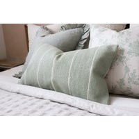 India Sage Green Stripe Cushion 50x30 | Etsy (US)