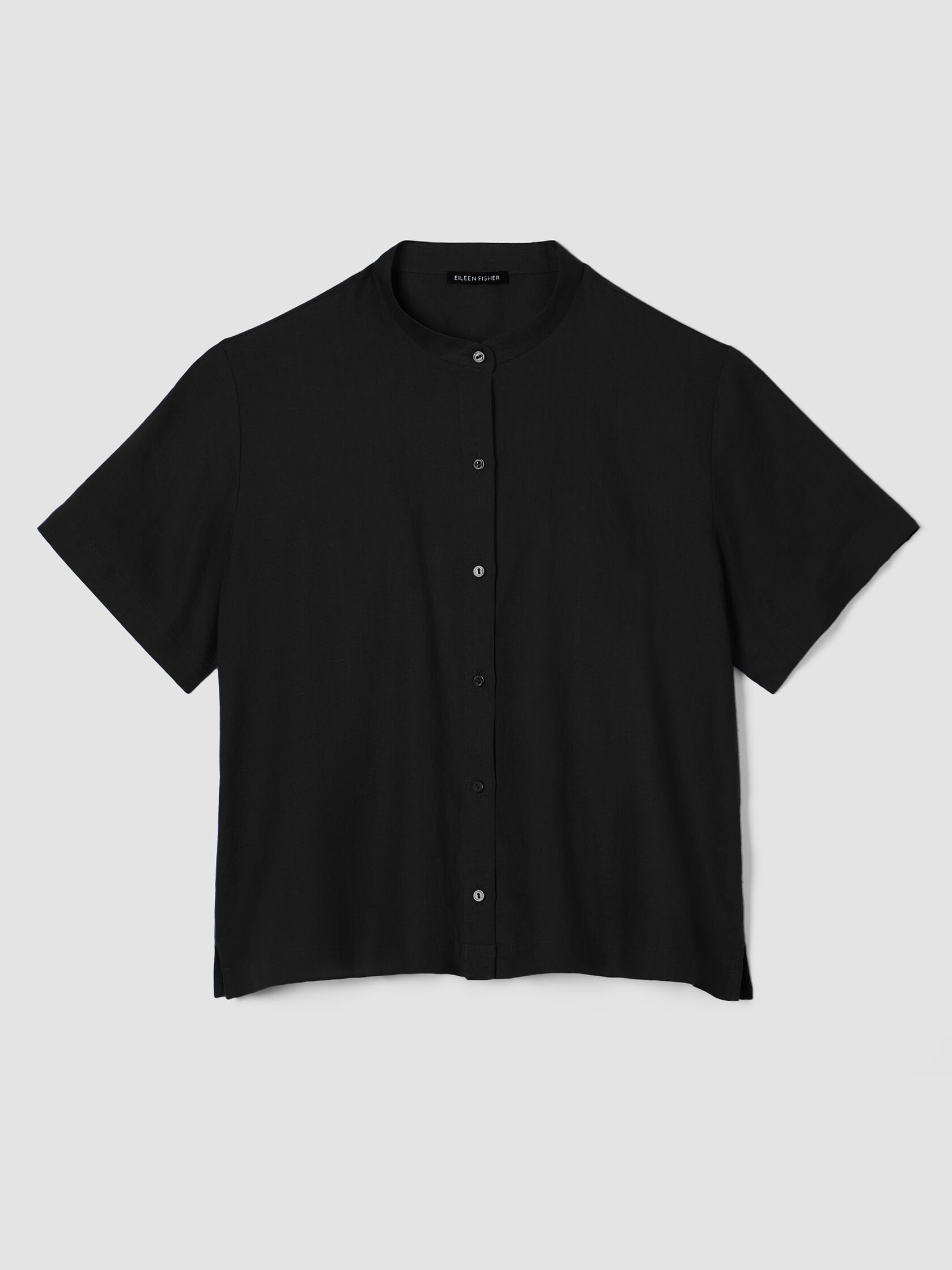 Organic Handkerchief Linen Band Collar Shirt | Eileen Fisher