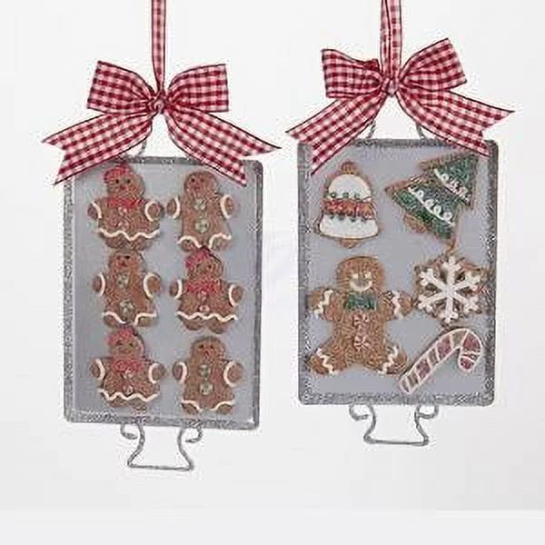 1 Set 2 Assorted Metal Tray with Clay Dough Gingerbread Men Christmas Ornaments | Walmart (US)