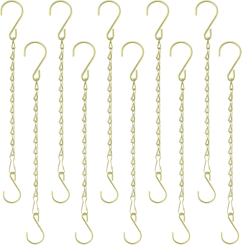 RIFNY Gold Hanging Basket Chain, 10 inch Decorative Plant Hanging Chains with Hooks, Adjustable R... | Amazon (US)