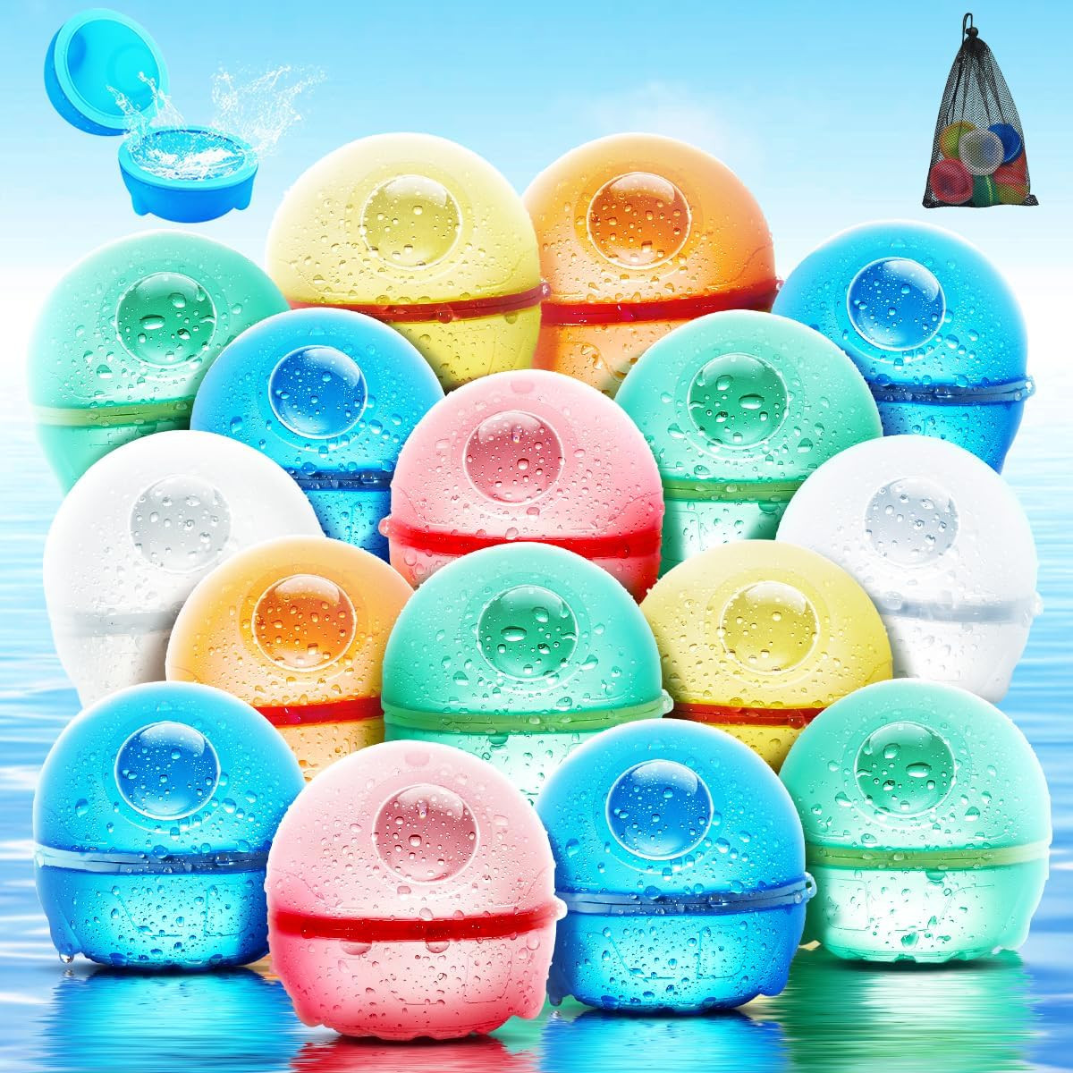 16PCS Reusable Water Balloons for Kids Adults, Silicone Refillable Water Balloons Self Sealing Wa... | Amazon (US)