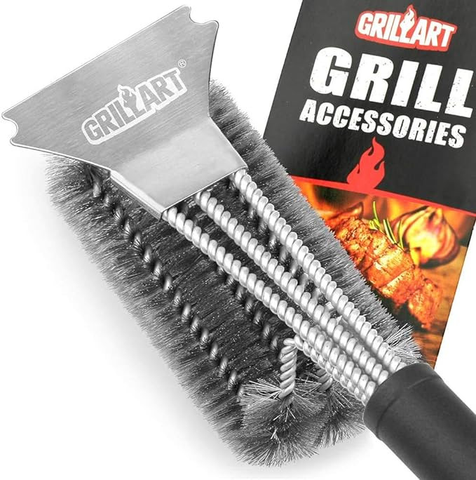 GRILLART Grill Brush and Scraper Best BBQ Brush for Grill, Safe 18" Stainless Steel Woven Wire 3 ... | Amazon (US)