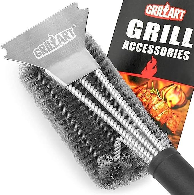 GRILLART Grill Brush and Scraper Best BBQ Brush for Grill, Safe 18" Stainless Steel Woven Wire 3 ... | Amazon (US)
