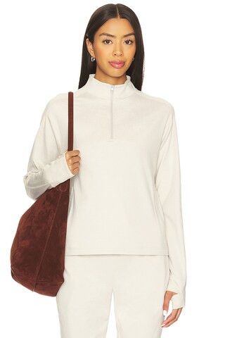 Varley Lamia Half Zip Midlayer in Pebble Marl from Revolve.com | Revolve Clothing (Global)
